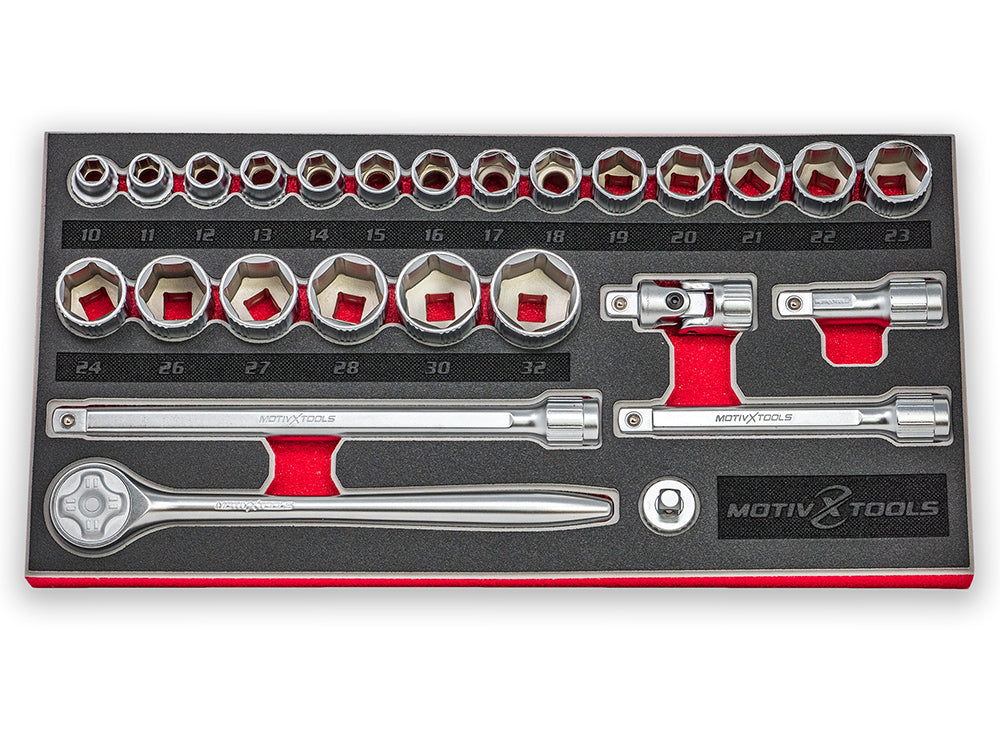 1/2" Drive Metric Socket And Ratchet Set - 26 Pc