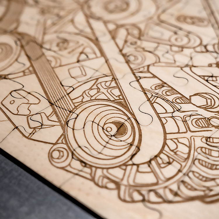 90pc Woodburned "V8 Engine" Jigsaw Puzzle