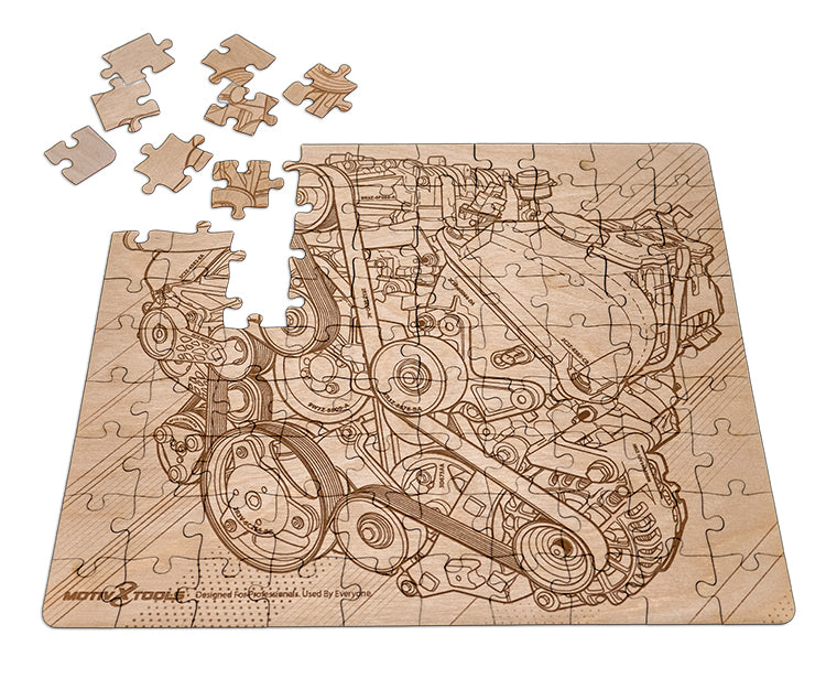 90pc Woodburned "V8 Engine" Jigsaw Puzzle