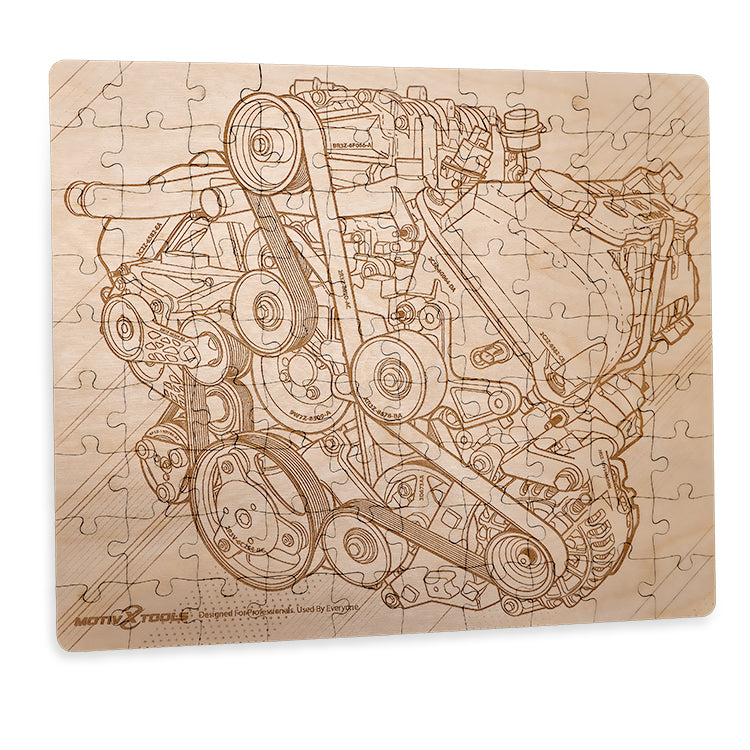 90pc Woodburned "V8 Engine" Jigsaw Puzzle